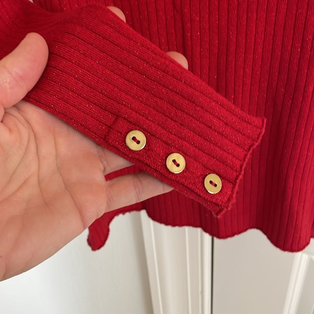 J. McLaughlin Red “Sparkle” Arlette Turtleneck Sweater - Picture 3 of 5